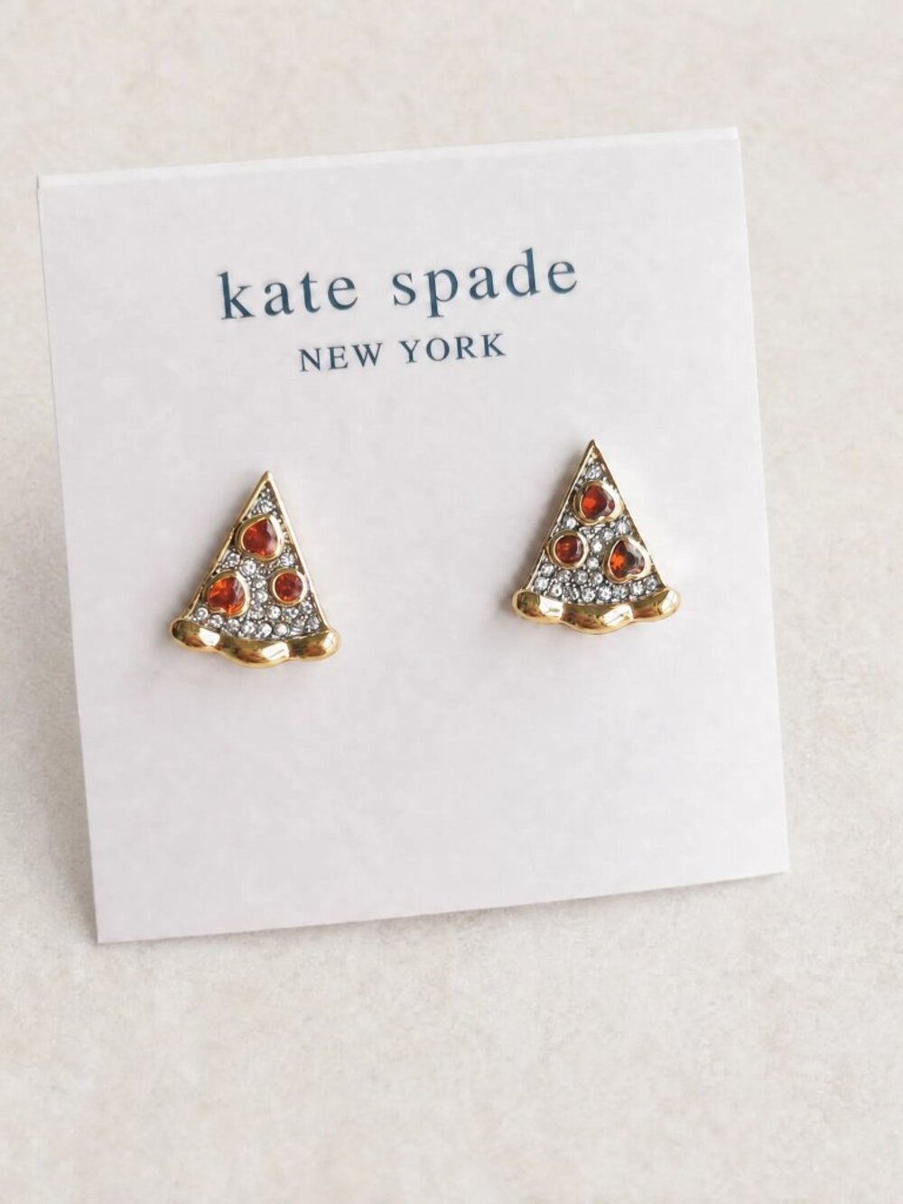 Kate Spade Pizza My Heart Multicolor Stud Earrings Gold